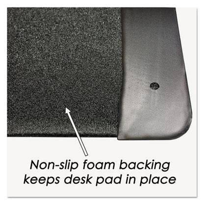 Executive Desk Pad With Antimicrobial Protection, Leather-like Side Panels, 24 X 19, Black