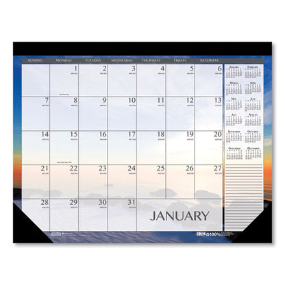 Recycled Earthscapes Desk Pad Calendar, Seascapes Photography, 22 X 17, Black Binding/corners,12-month (jan To Dec): 2024