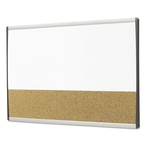 Arc Frame Cubicle Dry Erase/cork Board, 30 X 18, Tan/white Surface, Silver Aluminum Frame