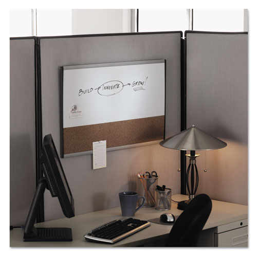 Arc Frame Cubicle Dry Erase/cork Board, 30 X 18, Tan/white Surface, Silver Aluminum Frame