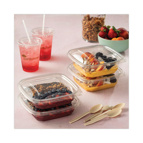 Earthchoice Recycled Pet Container Lid, For 24-32 Oz Container Bases, 7.38 X 7.38 X 0.82, Clear, Plastic, 300/carton