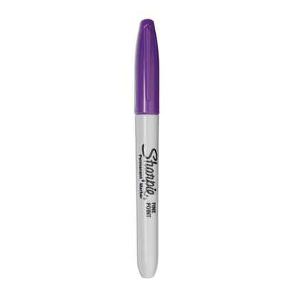 Fine Tip Permanent Marker, Fine Bullet Tip, Purple, Dozen