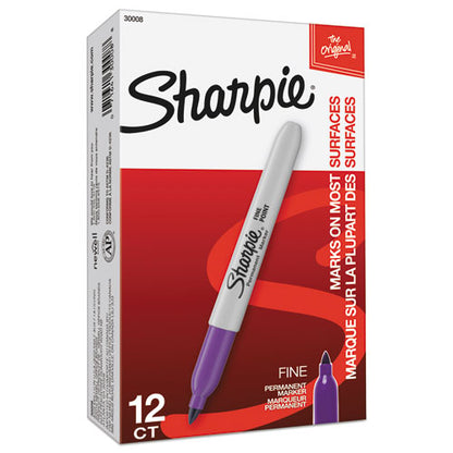 Fine Tip Permanent Marker, Fine Bullet Tip, Purple, Dozen