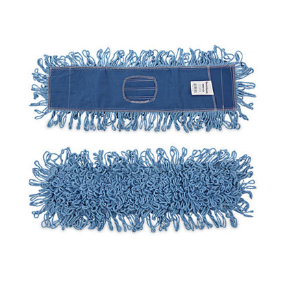 Dry Mopping Kit, 24 X 5 Blue Synthetic Head, 60" Natural Wood/metal Handle