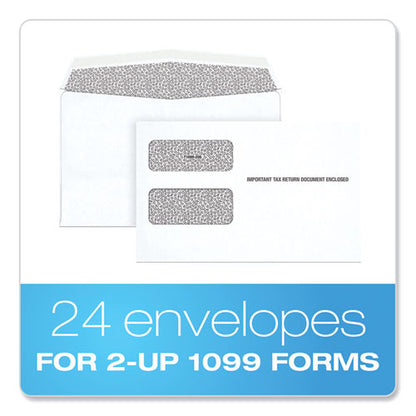 1099 Double Window Envelope, Commercial Flap, Gummed Closure, 5.63 X 9, White, 24/pack