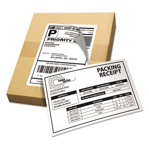 Shipping Labels With Paper Receipt And Trueblock Technology, Inkjet/laser Printers, 5.06 X 7.63, White, 50/pack