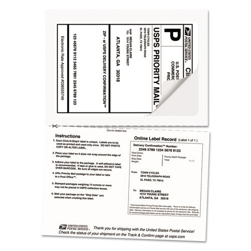 Shipping Labels With Paper Receipt And Trueblock Technology, Inkjet/laser Printers, 5.06 X 7.63, White, 50/pack