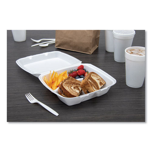 Foam Hinged Lid Containers, 3-compartment, 8.38 X 7.78 X 3.25, 200/carton