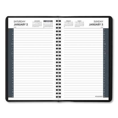 Daily Appointment Book With 30-minute Appointments, 8 X 5, Black Cover, 12-month (jan To Dec): 2024