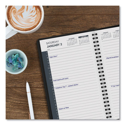 Daily Appointment Book With 30-minute Appointments, 8 X 5, Black Cover, 12-month (jan To Dec): 2024