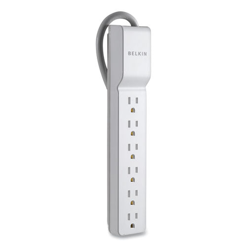 Home/office Surge Protector With Rotating Plug, 6 Ac Outlets, 8 Ft Cord, 720 J, White