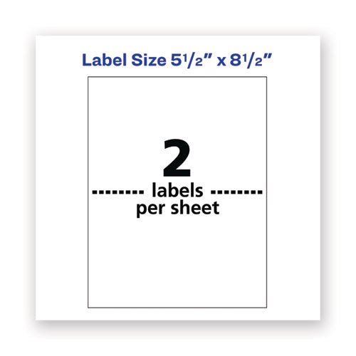 Waterproof Shipping Labels With Trueblock Technology, Laser Printers, 5.5 X 8.5, White, 2/sheet, 50 Sheets/pack