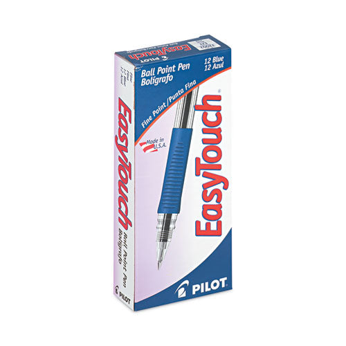 Easytouch Ballpoint Pen, Stick, Fine 0.7 Mm, Blue Ink, Clear/blue Barrel, Dozen