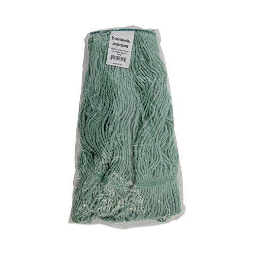 Mop Head, Premium Standard Head, Cotton/rayon Fiber, Medium, Green, 12/carton