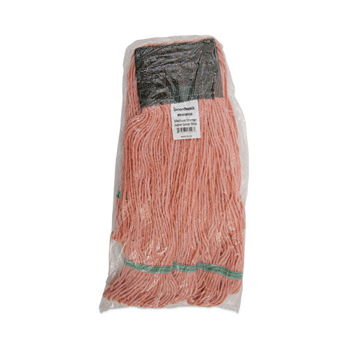 Super Loop Wet Mop Head, Cotton/synthetic Fiber, 5" Headband, Medium Size, Orange, 12/carton