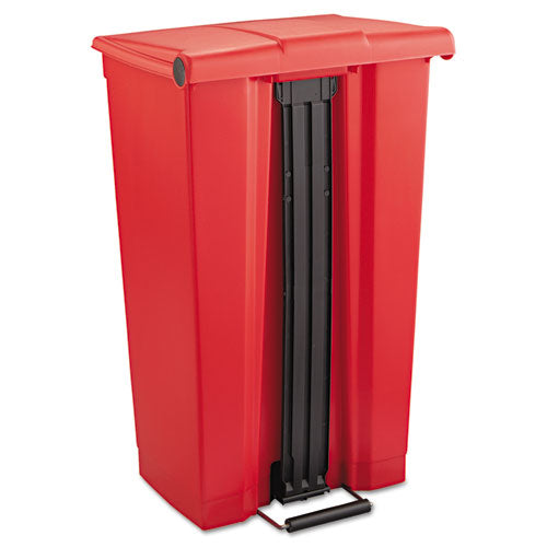 Indoor Utility Step-on Waste Container, 23 Gal, Plastic, Red