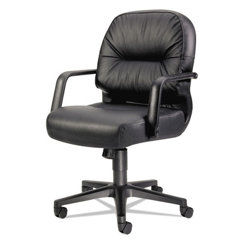 Pillow-soft 2090 Series Leather Managerial Mid-back Swivel/tilt Chair, Supports 300 Lb, 16.75" To 21.25" Seat Height, Black