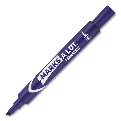 Marks A Lot Large Desk-style Permanent Marker, Broad Chisel Tip, Purple, Dozen (8884)