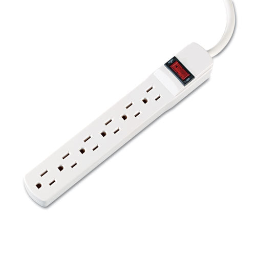 Power Strip, 6 Outlets, 6 Ft Cord, Ivory