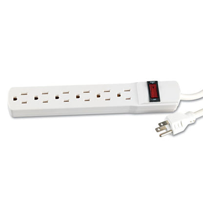 Power Strip, 6 Outlets, 6 Ft Cord, Ivory