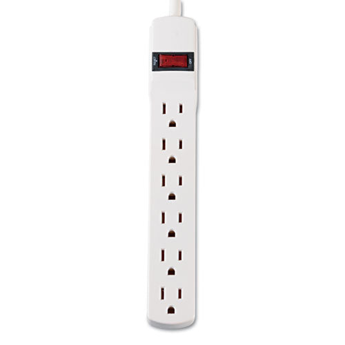 Power Strip, 6 Outlets, 6 Ft Cord, Ivory