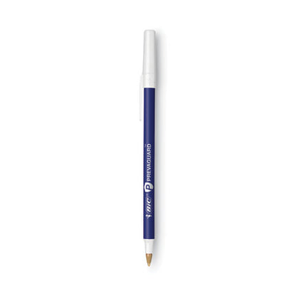 Prevaguard Round Stic Pen, Stick, Medium 1 Mm, Blue Ink, Blue Barrel, 8/pack