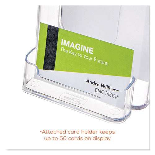 Docuholder For Countertop/wall-mount W/card Holder, 4.38w X 4.25d X 7.75h, Clear