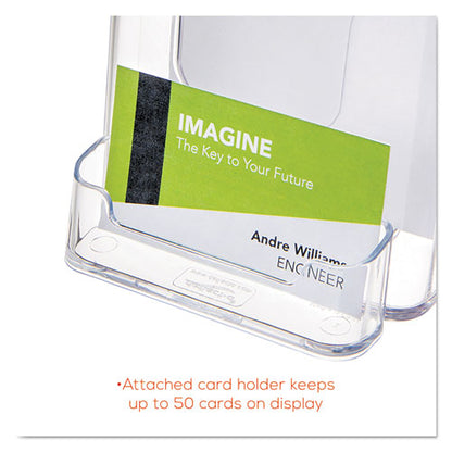 Docuholder For Countertop/wall-mount W/card Holder, 4.38w X 4.25d X 7.75h, Clear