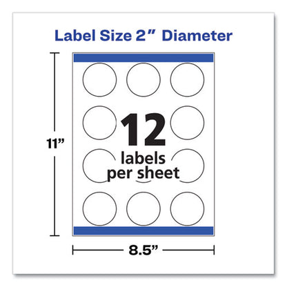 Round Print-to-the Edge Labels With Sure Feed And Easy Peel, 2" Dia, Glossy Clear, 120/pk