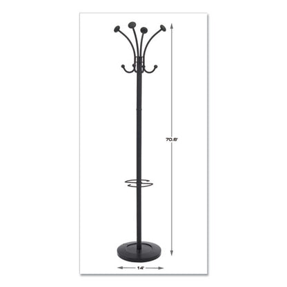 Viena Coat Stand, Eight Knobs, Steel, 16w X 16d X 70.5h, Black