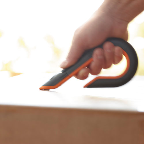 Box Cutters, Double Sided, Replaceable, 1.29" Carbon Steel Blade, 7" Nylon Handle, Gray/orange