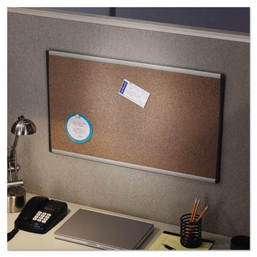 Arc Frame Cubicle Cork Board, 30 X 18, Tan Surface, Silver Aluminum Frame