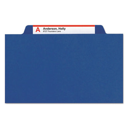 Four-section Pressboard Top Tab Classification Folders, Four Safeshield Fasteners, 1 Divider, Letter Size, Dark Blue, 10/box