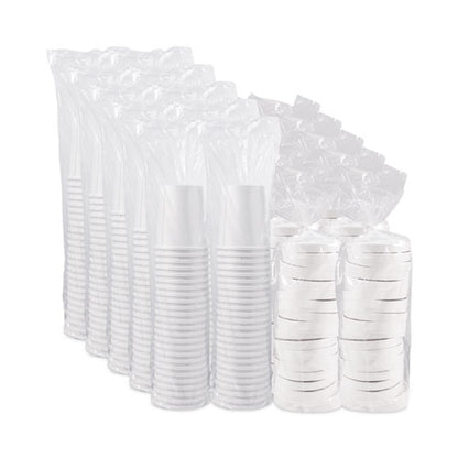 Flexstyle Double Poly Food Combo Packs, 32 Oz, White, Paper, 25 Cups And 25 Lids/pack, 10 Packs/carton