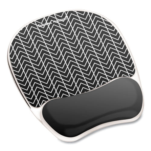 Photo Gel Mouse Pad With Wrist Rest With Microban Protection, 7.87 X 9.25, Chevron Design