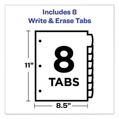 Write And Erase Big Tab Durable Plastic Dividers, 3-hole Punched, 8-tab, 11 X 8.5, Assorted, 1 Set