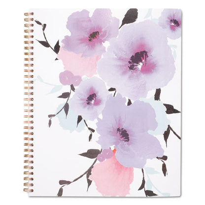 Mina Weekly/monthly Planner, Main Floral Artwork, 11 X 8.5, White/violet/peach Cover, 12-month (jan To Dec): 2024