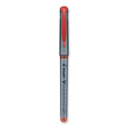 V Razor Point Liquid Ink Porous Point Pen, Stick, Extra-fine 0.5 Mm, Red Ink, Gray/translucent Red Barrel, Dozen