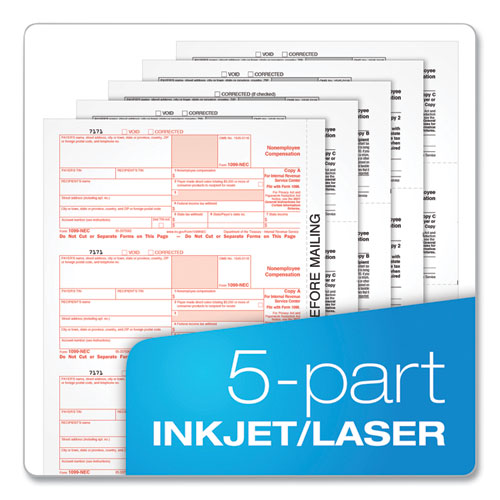 1099-nec Online Tax Kit, Fiscal Year: 2023, Five-part Carbonless, 8.5 X 3.5, 3 Forms/sheet, 24 Forms Total