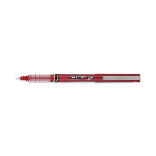 Precise V7 Roller Ball Pen, Stick, Fine 0.7 Mm, Red Ink, Red/clear Barrel, Dozen