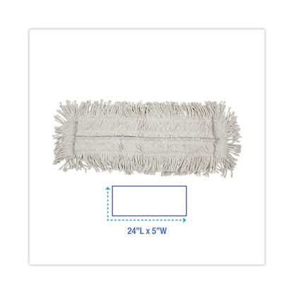 Disposable Cut End Dust Mop Head, Cotton/synthetic, 24w X 5d, White