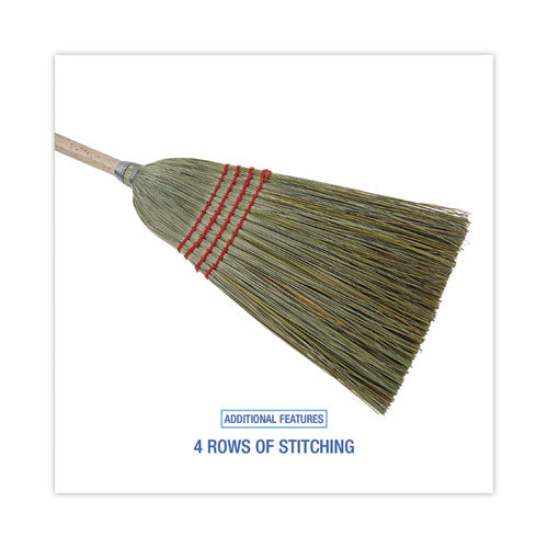 Mixed Fiber Maid Broom, Mixed Fiber Bristles, 55" Overall Length, Natural