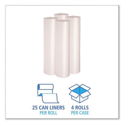 Recycled Low-density Polyethylene Can Liners, 56 Gal, 1.4 Mil, 43" X 47", Clear, 10 Bags/roll, 10 Rolls/carton