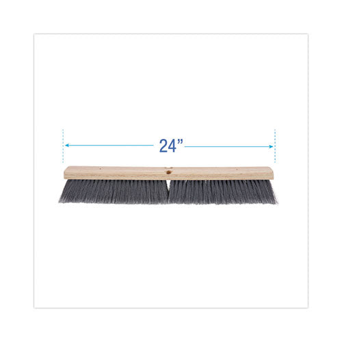 Floor Brush Head, 3" Gray Flagged Polypropylene Bristles, 24" Brush