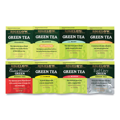 Green Tea Assortment, Individually Wrapped, Eight Flavors, 64 Tea Bags/box