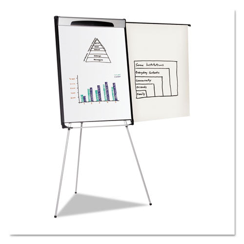 Tripod Extension Bar Magnetic Dry-erase Easel, 39" To 72" High, Black/silver