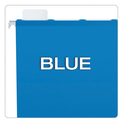 Ready-tab Colored Reinforced Hanging Folders, Letter Size, 1/5-cut Tabs, Blue, 25/box