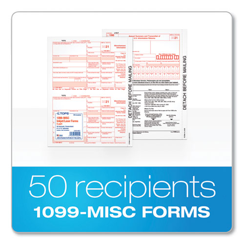 1099-misc Tax Forms, Fiscal Year: 2023, Five-part Carbonless, 8.5 X 5.5, 2 Forms/sheet, 50 Forms Total