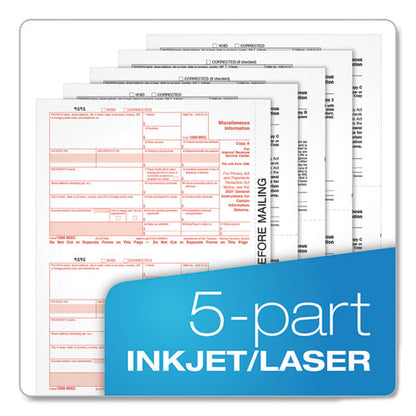 1099-misc Tax Forms, Fiscal Year: 2023, Five-part Carbonless, 8.5 X 5.5, 2 Forms/sheet, 50 Forms Total