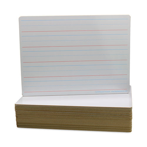 Two-sided Red And Blue Ruled Dry Erase Board, 12 X 9, Ruled White Front/unruled White Back, 24/pack